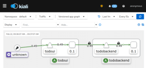 Kiali displaying the overview graph