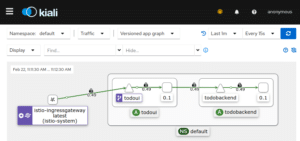 Kiali displaying the overview graph with Ingress